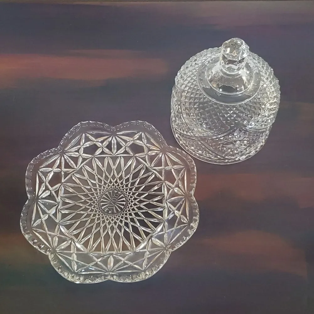 Gorgeous Vintage Avon Fostoria Crystal Covered Dome Butter Dish